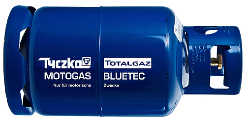 Treibgasflasche „Motogas Bluetec“ von Tyczka Totalgaz